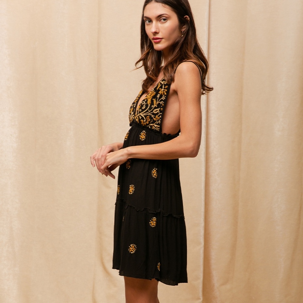 Black & Gold Embroidered Dress